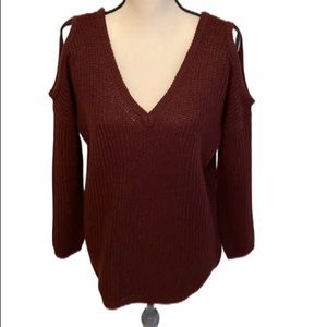Papaya Cold Shoulder Sweater